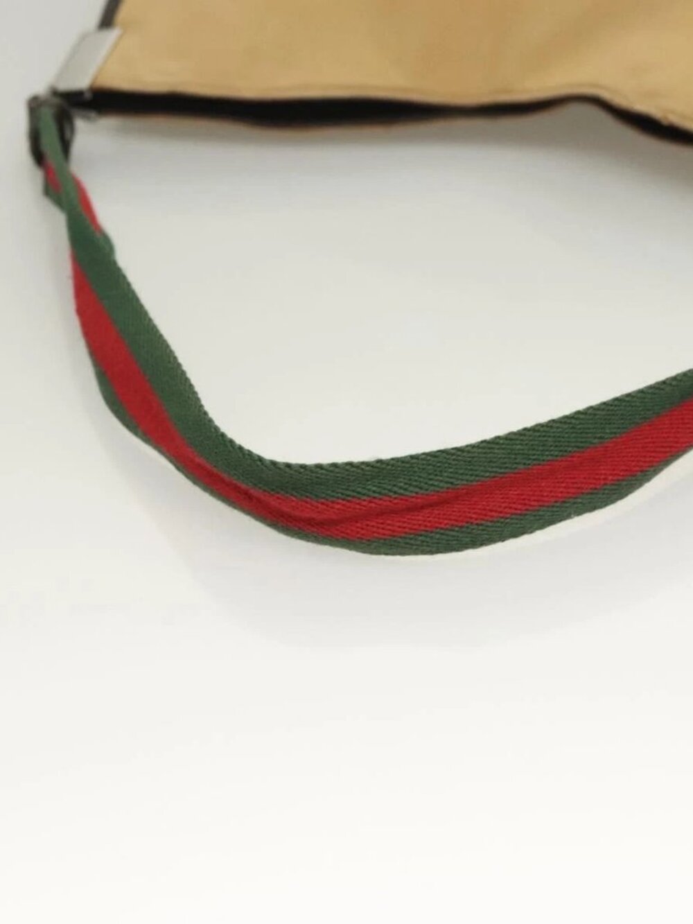 GUCCI Web Sherry Line Shoulder Bag Canvas Beige Silver Red 001 4306 Auth hk2865 - Picture 8 of 16